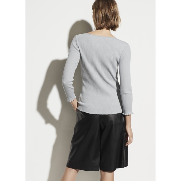 Vince Scoop Neck Ribbed Top Lettuce Edge Size XL New w/Tag - Picture 4 of 9